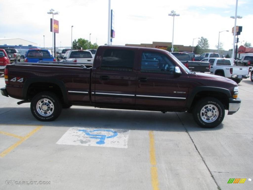 2001 Silverado 1500 LS Crew Cab 4x4 - Dark Carmine Red Metallic / Tan photo #13