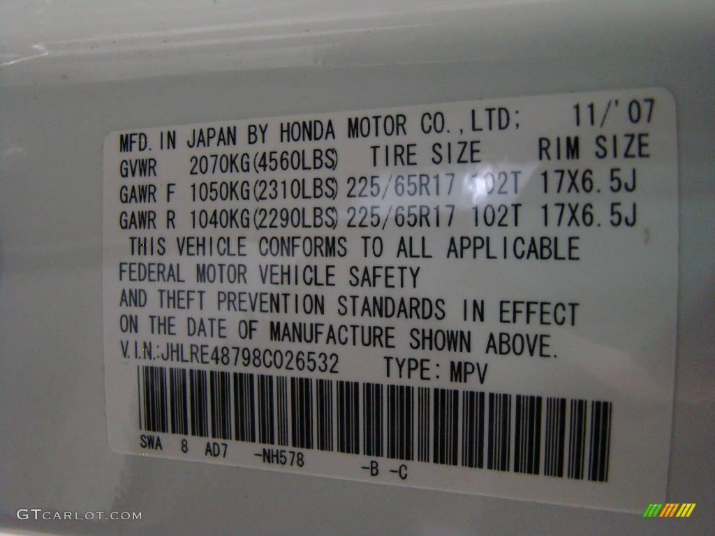 2008 CR-V EX-L 4WD - Taffeta White / Gray photo #15