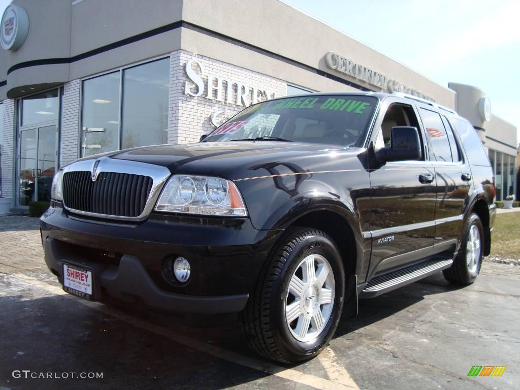 2003 Aviator Luxury AWD - Black Clearcoat / Light Parchment photo #1