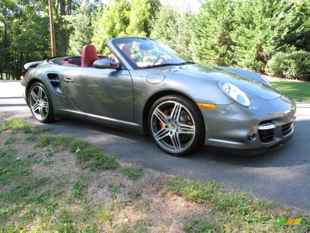 2008 911 Turbo Cabriolet - Meteor Grey Metallic / Black/Carrera Red photo #8