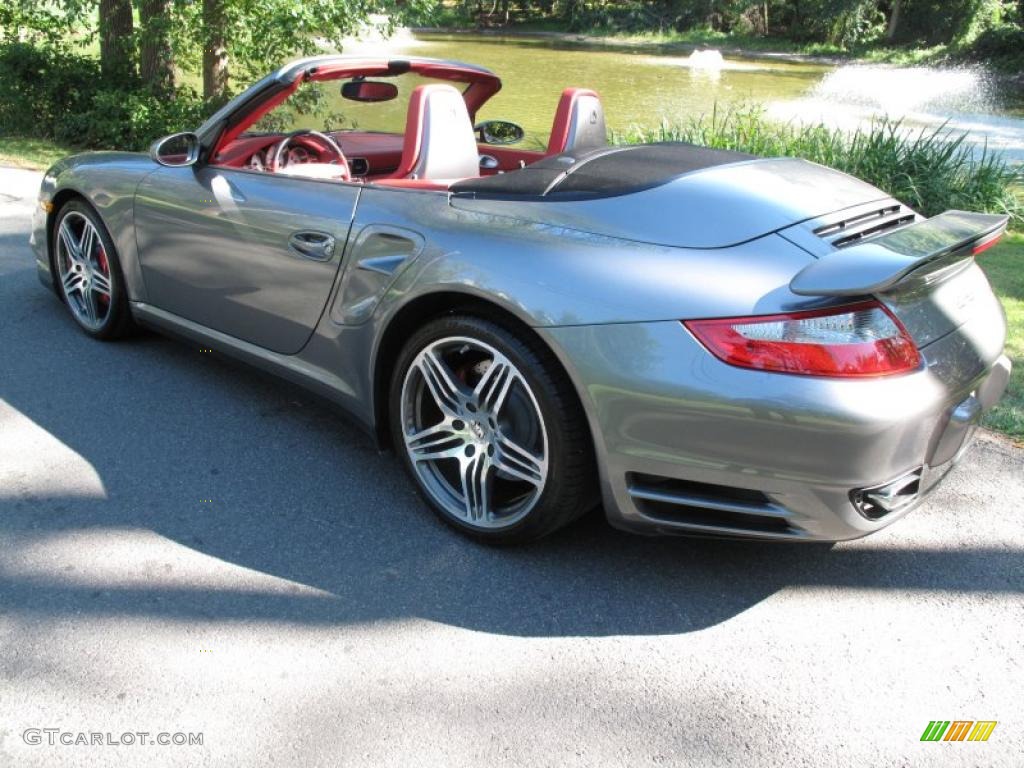 2008 911 Turbo Cabriolet - Meteor Grey Metallic / Black/Carrera Red photo #9