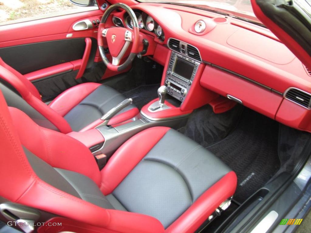2008 911 Turbo Cabriolet - Meteor Grey Metallic / Black/Carrera Red photo #14