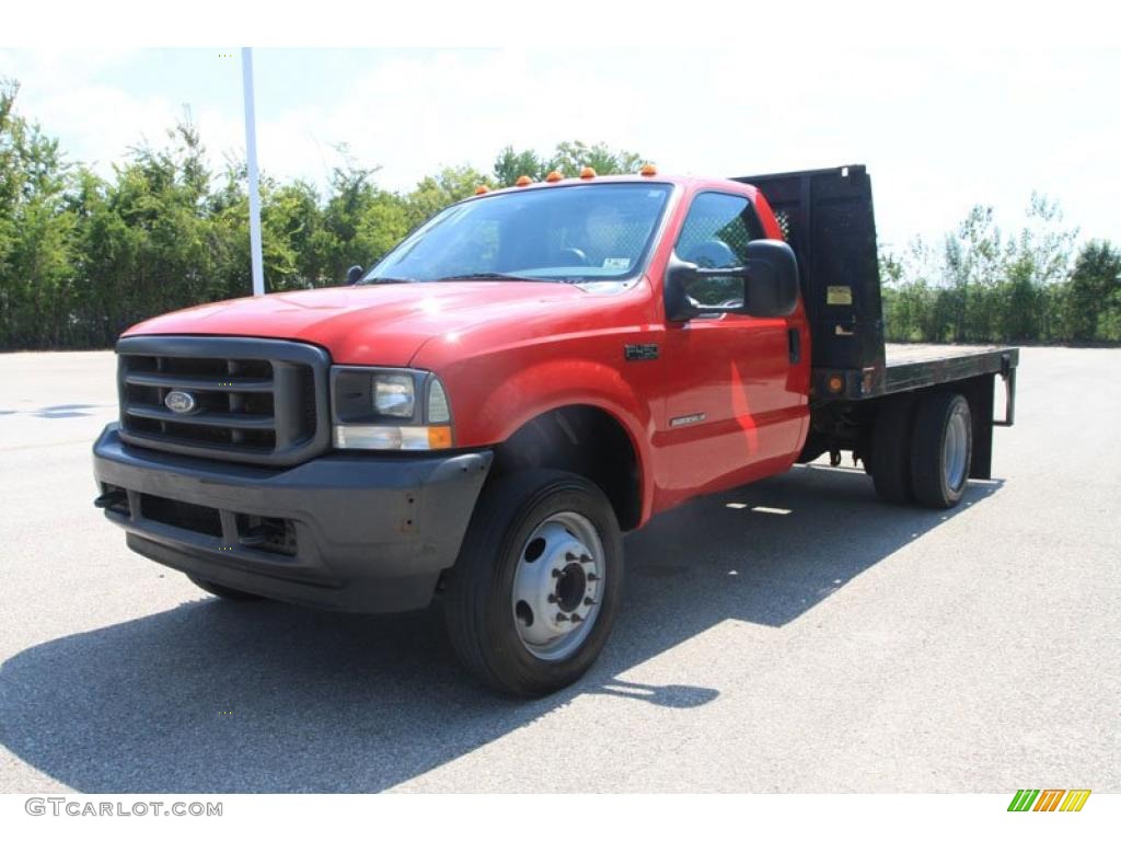 2003 F450 Super Duty XL Regular Cab Chassis Stake Truck - Bright Red / Medium Flint photo #7