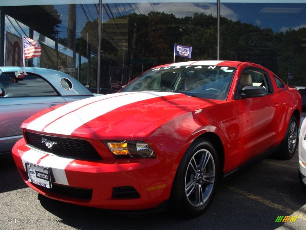 2010 Mustang V6 Premium Coupe - Torch Red / Stone photo #1