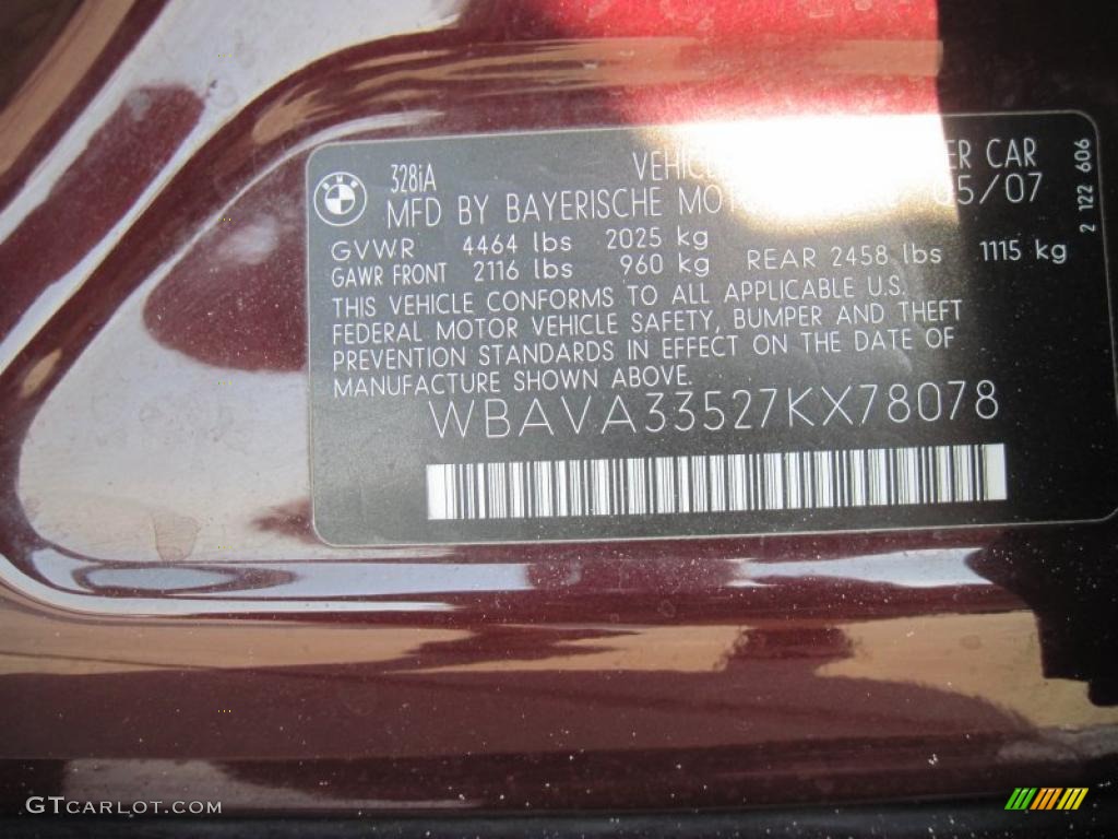 2007 3 Series 328i Sedan - Barrique Red Metallic / Beige photo #12