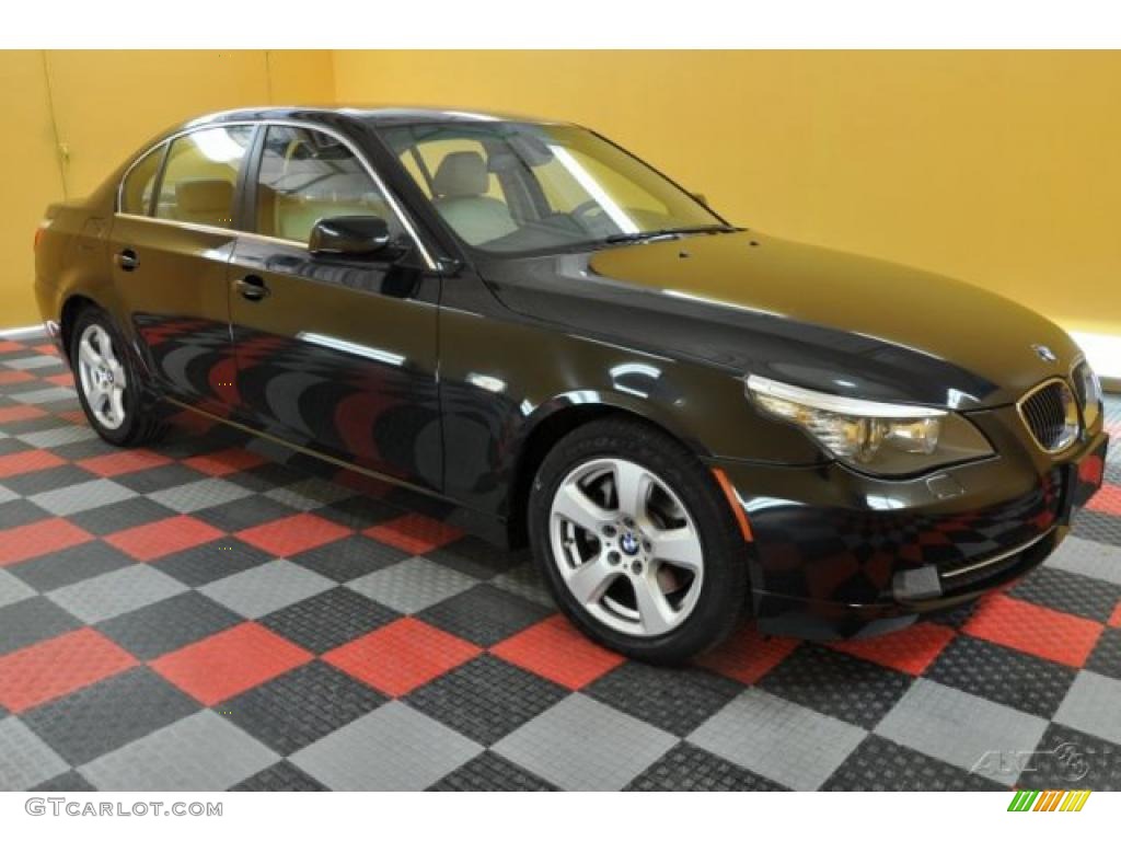 2008 5 Series 535xi Sedan - Jet Black / Cream Beige Dakota Leather photo #1