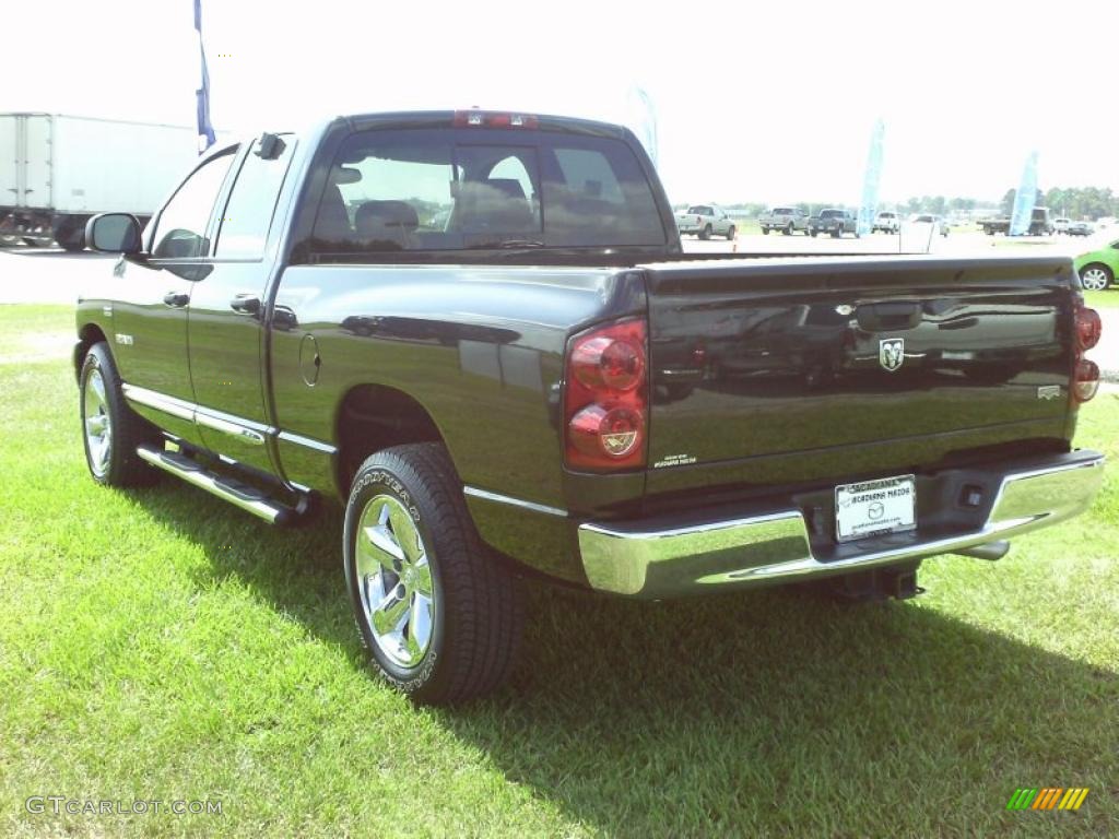 2008 Ram 1500 Laramie Quad Cab - Brilliant Black Crystal Pearl / Medium Slate Gray photo #3