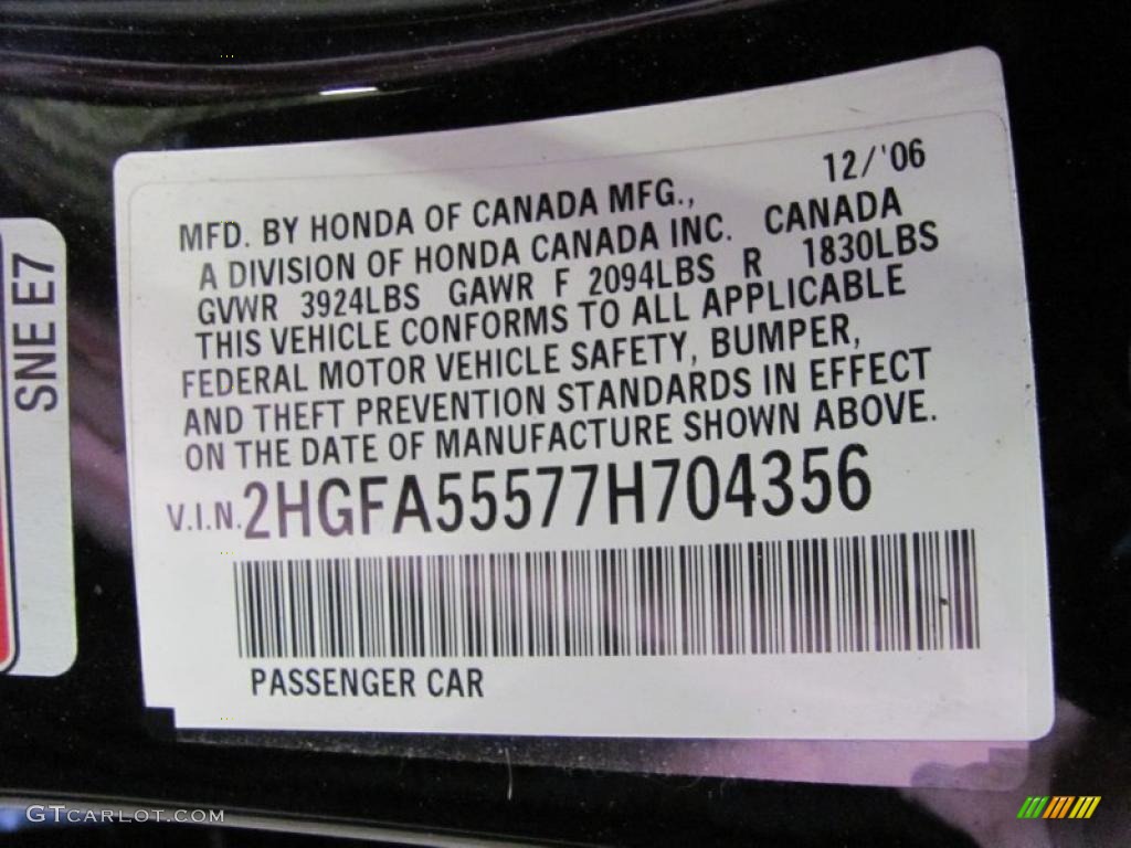 2007 Civic Si Sedan - Nighthawk Black Pearl / Black photo #27