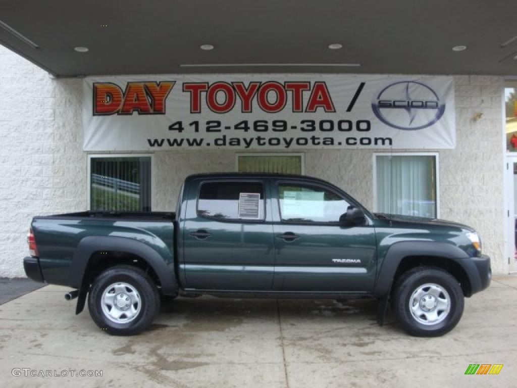 2011 Tacoma V6 Double Cab 4x4 - Timberland Green Mica / Sand Beige photo #1