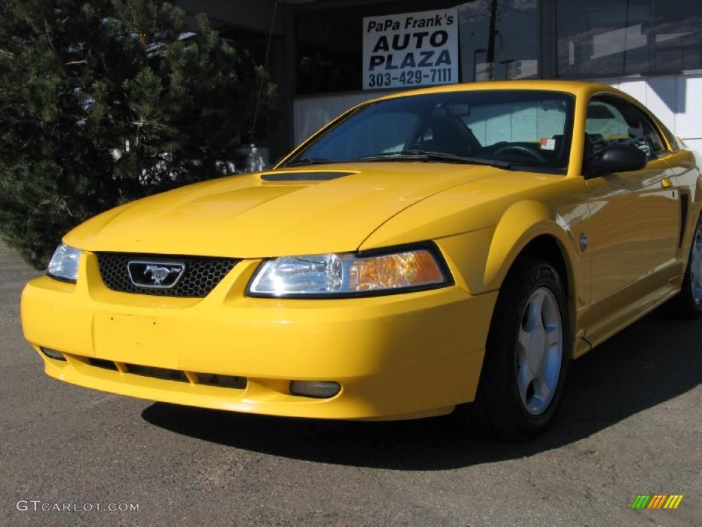 1999 Mustang GT Coupe - Chrome Yellow / Dark Charcoal photo #1