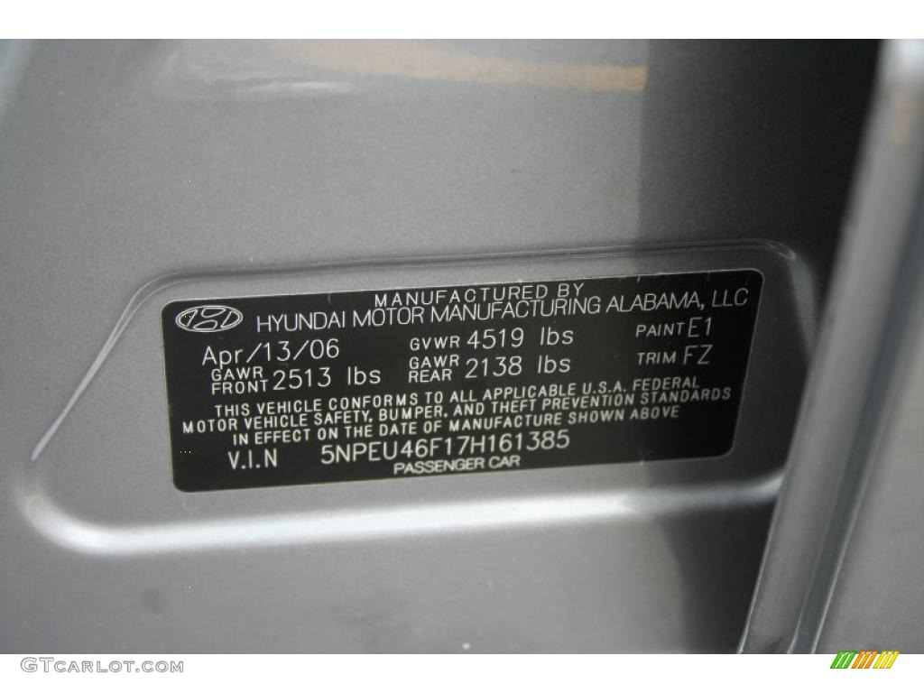 2007 Sonata SE V6 - Steel Gray / Gray photo #12