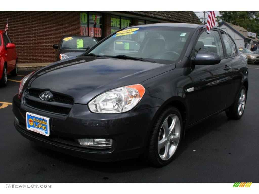 2007 Accent SE Coupe - Charcoal Gray / Black photo #1