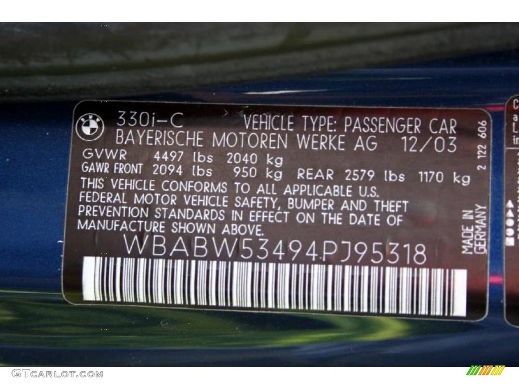 2004 3 Series 330i Convertible - Mystic Blue Metallic / Black photo #99