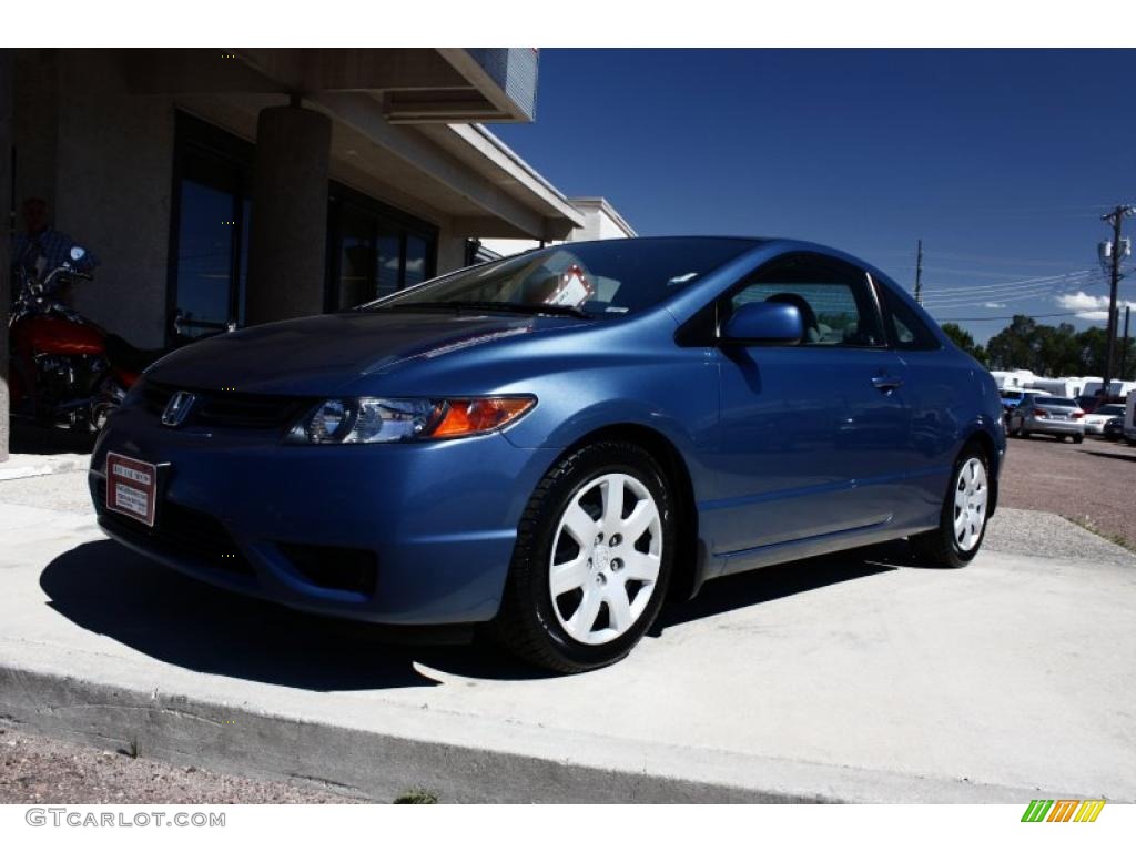 2007 Civic LX Coupe - Atomic Blue Metallic / Gray photo #13