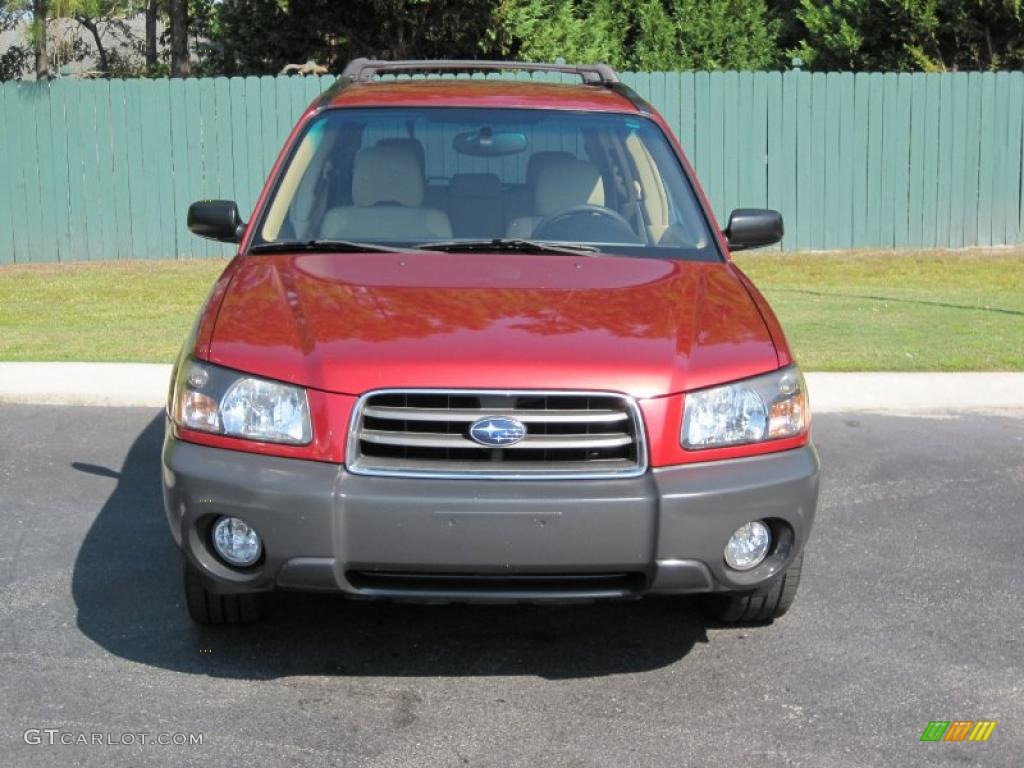2005 Forester 2.5 X - Cayenne Red Pearl / Beige photo #15