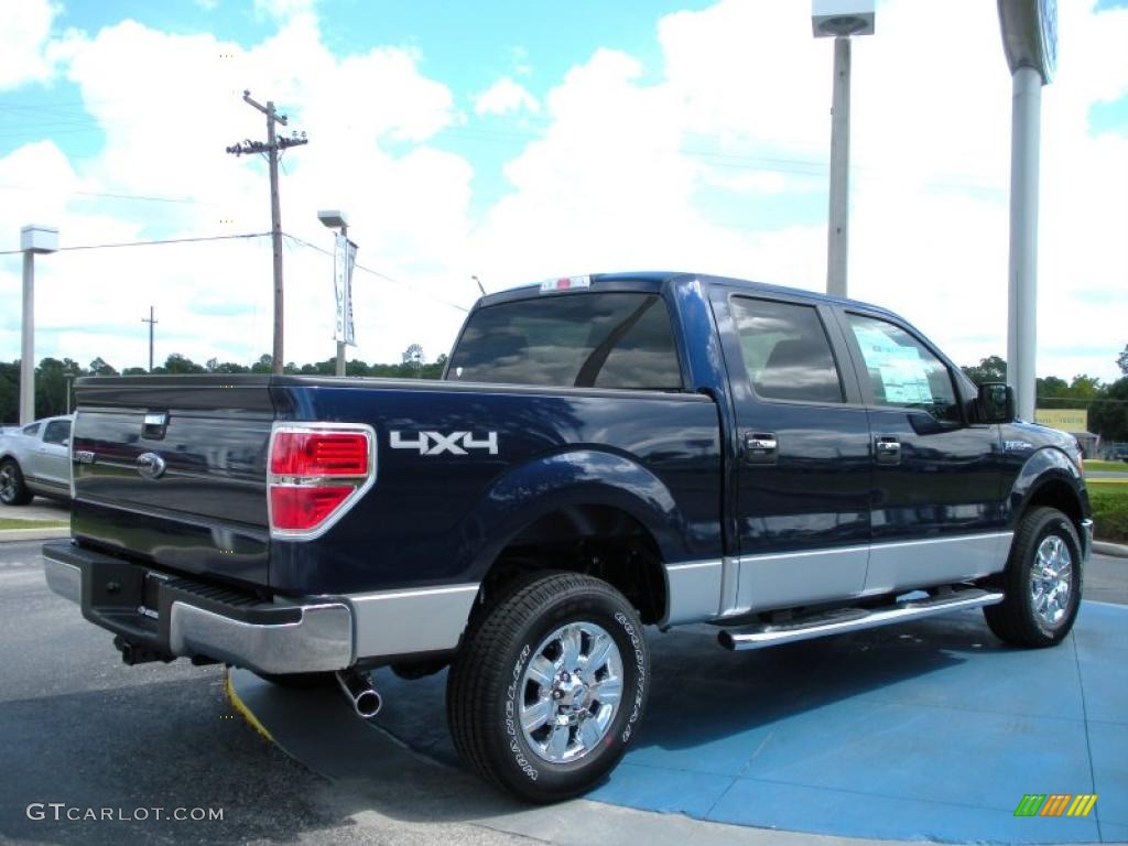 2010 F150 XLT SuperCrew 4x4 - Dark Blue Pearl Metallic / Medium Stone photo #3
