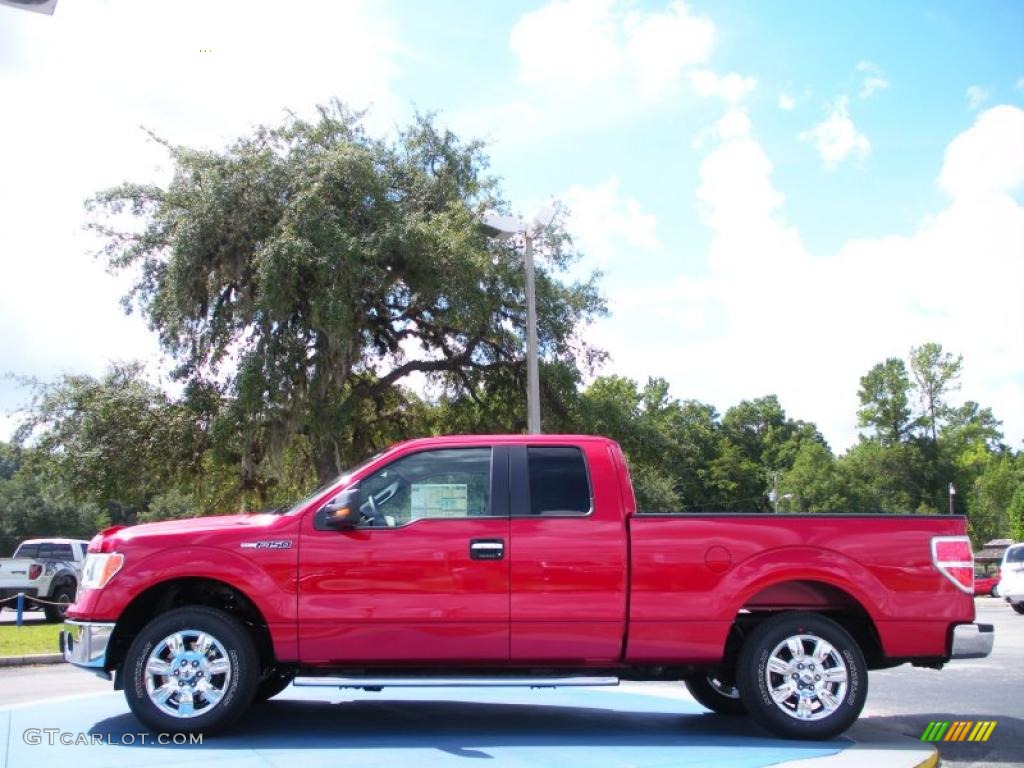 2010 F150 XLT SuperCab - Red Candy Metallic / Medium Stone photo #2