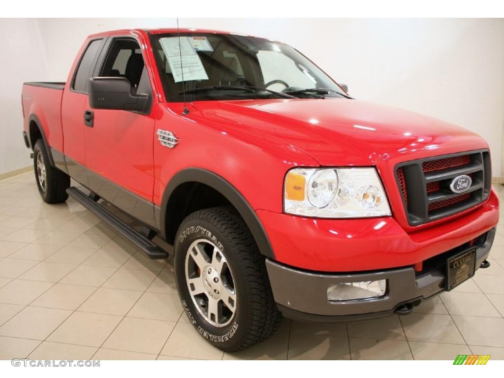 2005 F150 FX4 SuperCab 4x4 - Bright Red / Medium Flint/Dark Flint Grey photo #1