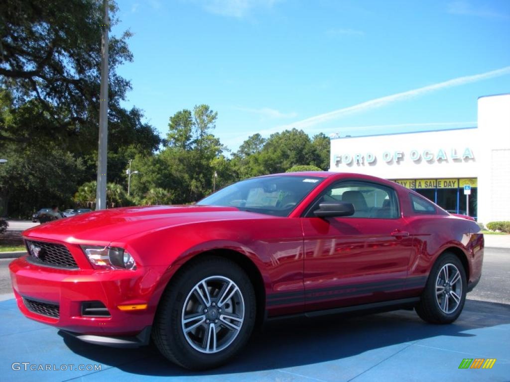 2011 Mustang V6 Premium Coupe - Red Candy Metallic / Stone photo #1