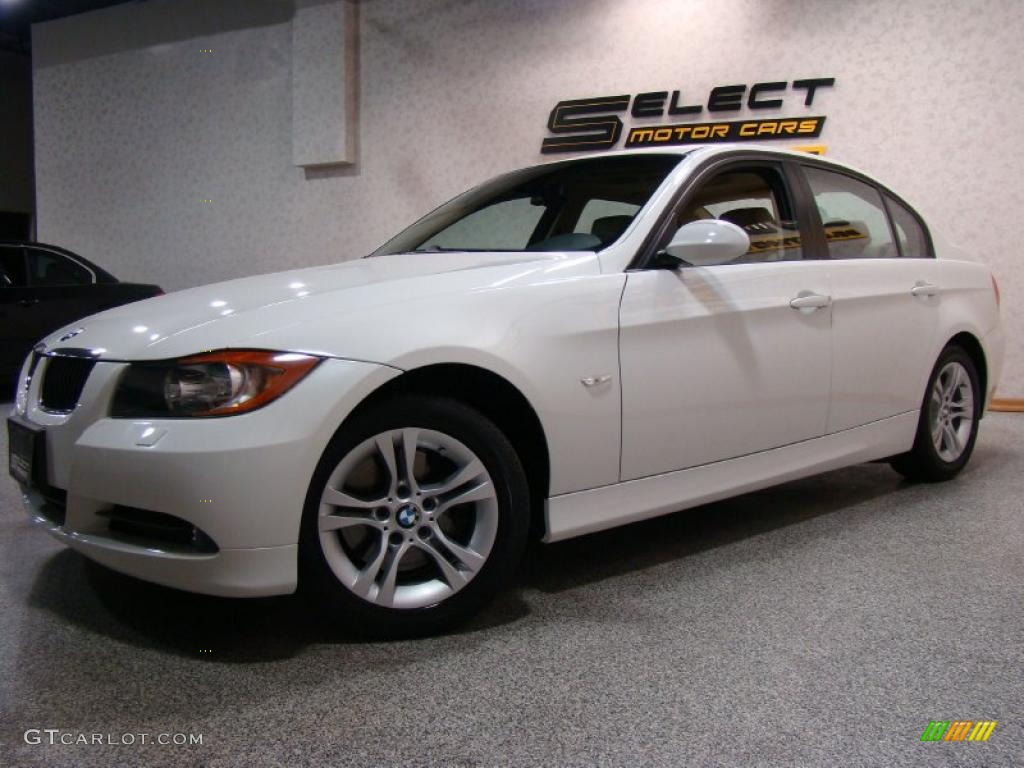 2008 3 Series 328xi Sedan - Alpine White / Beige photo #1