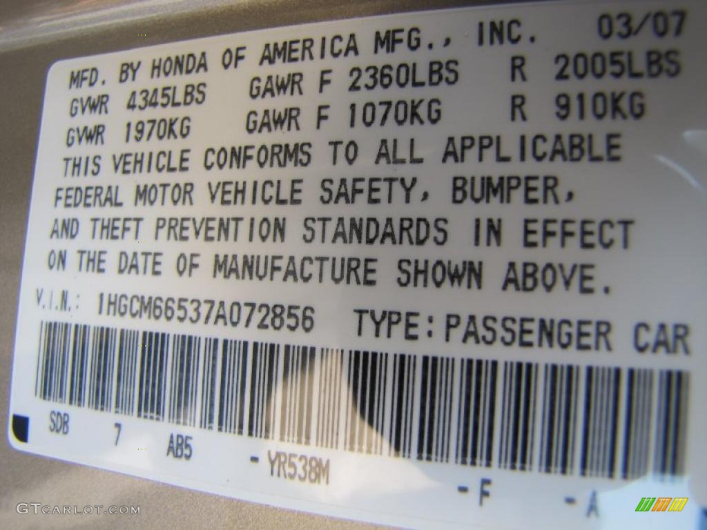 2007 Accord EX-L V6 Sedan - Desert Mist Metallic / Ivory photo #23