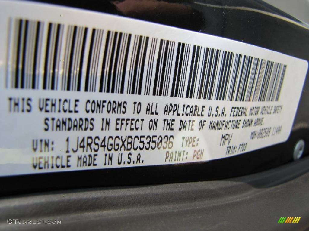 2011 Grand Cherokee Color Code PGN for Natural Green Pearl Photo #36718359