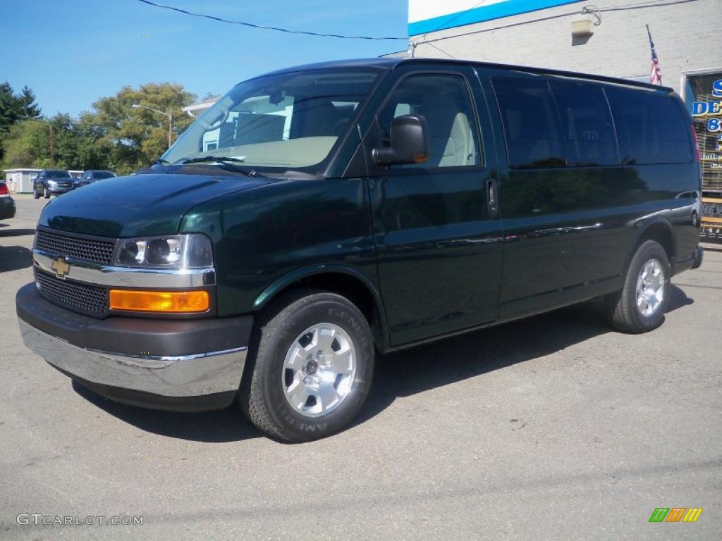 2010 Express LT 1500 AWD Passenger Van - Dark Green Metallic / Neutral photo #1