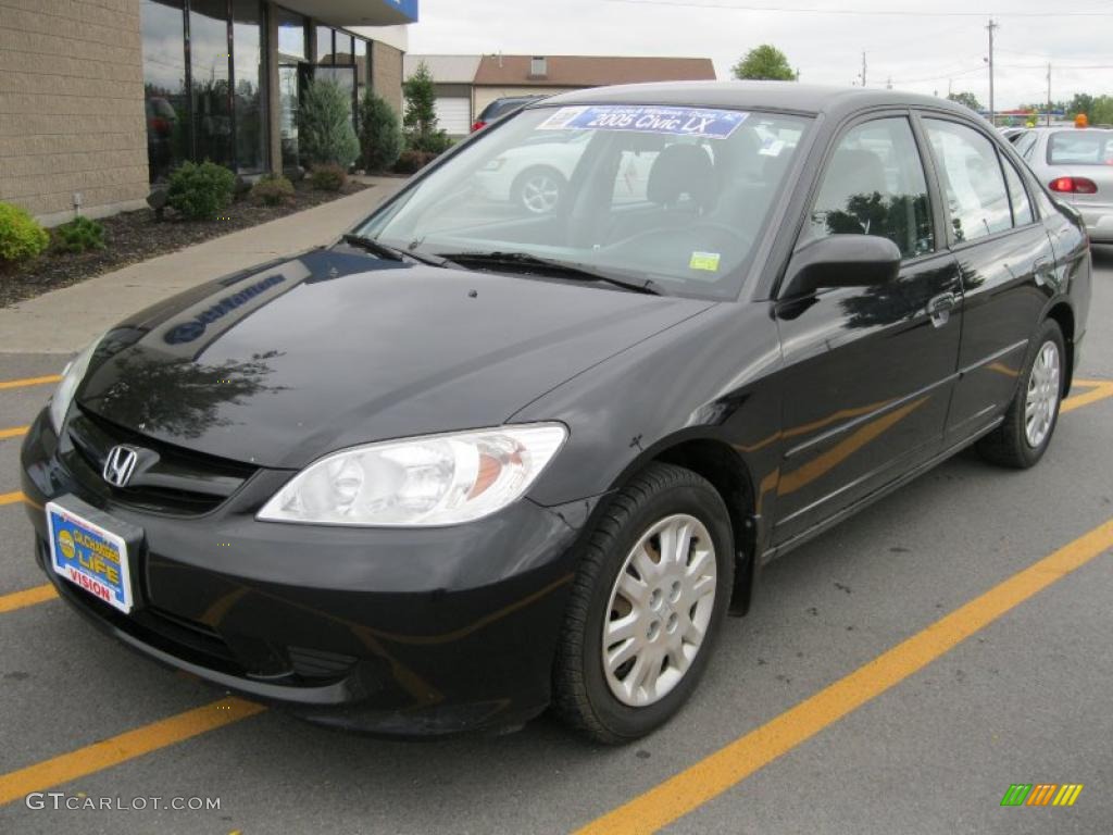 2005 Civic LX Sedan - Nighthawk Black Pearl / Gray photo #1