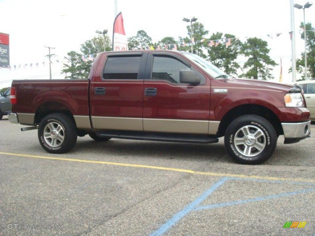 2006 F150 XLT SuperCrew 4x4 - Dark Toreador Red Metallic / Tan photo #6