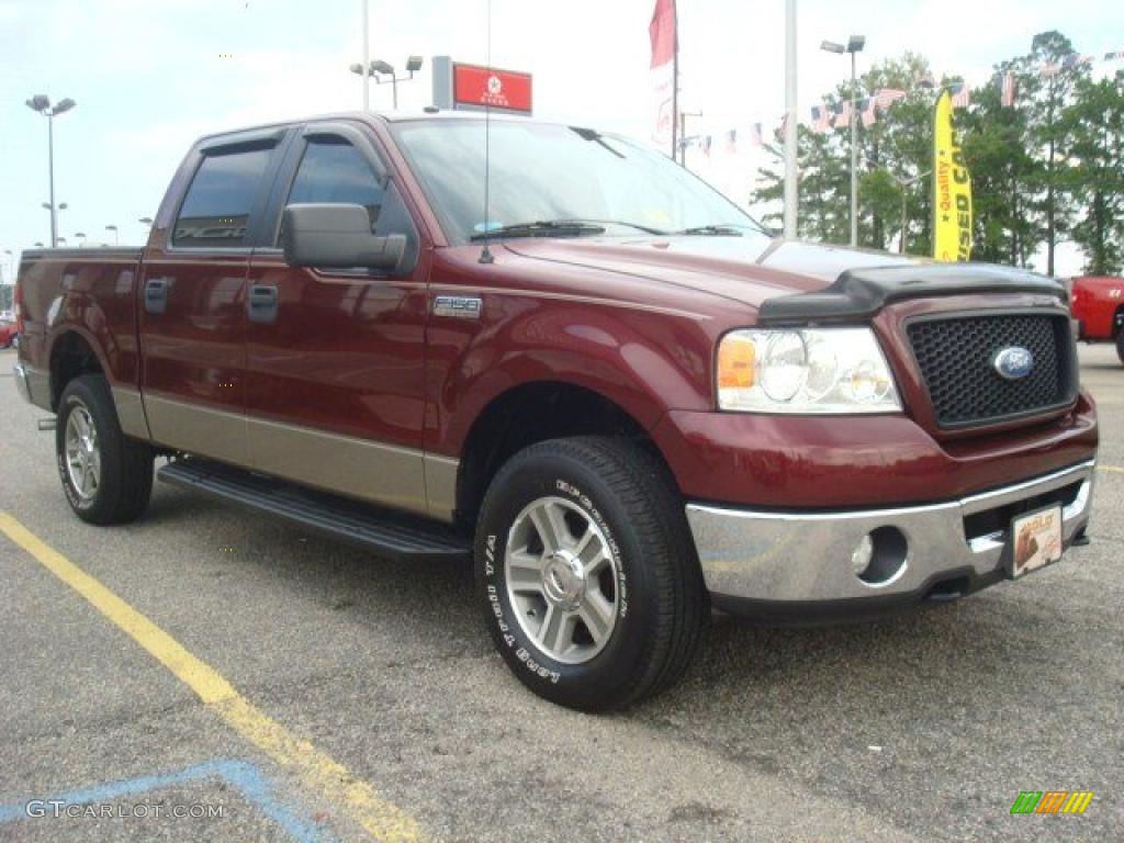 2006 F150 XLT SuperCrew 4x4 - Dark Toreador Red Metallic / Tan photo #7