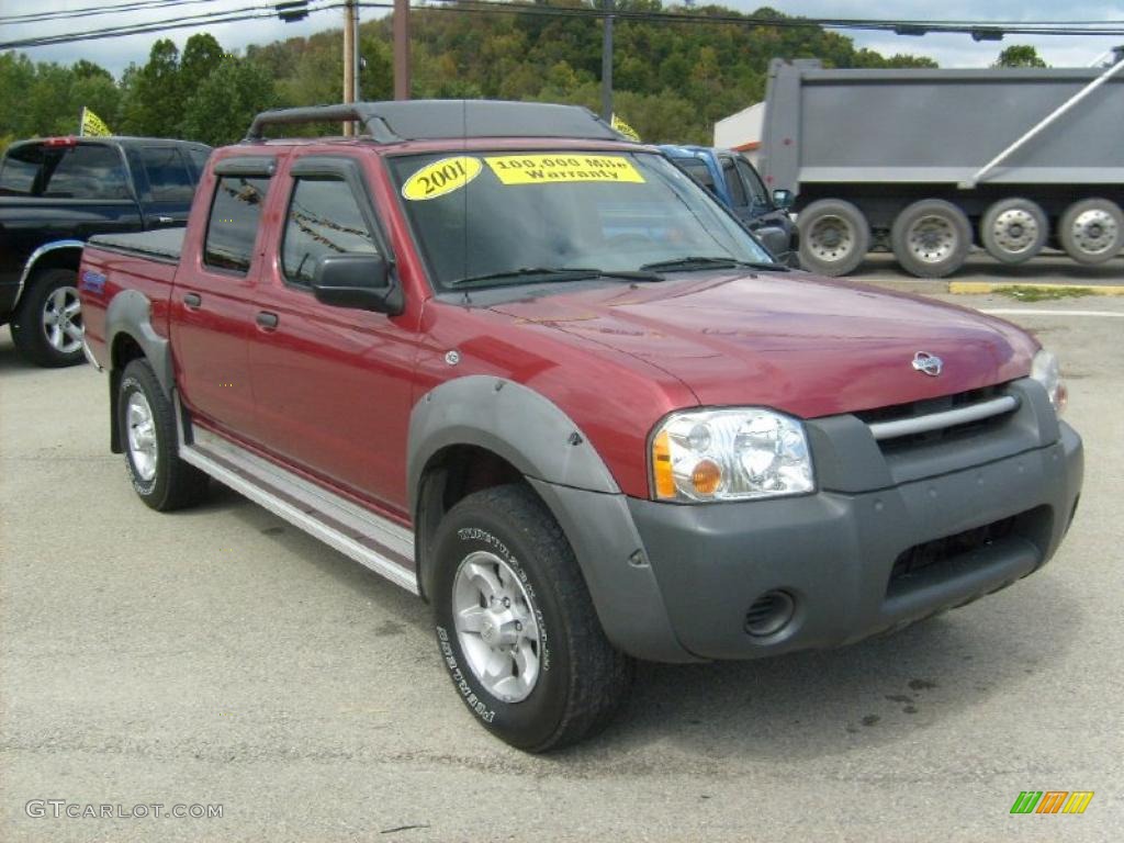 2001 Frontier XE V6 Crew Cab 4x4 - Salsa Red Metallic / Gray photo #7