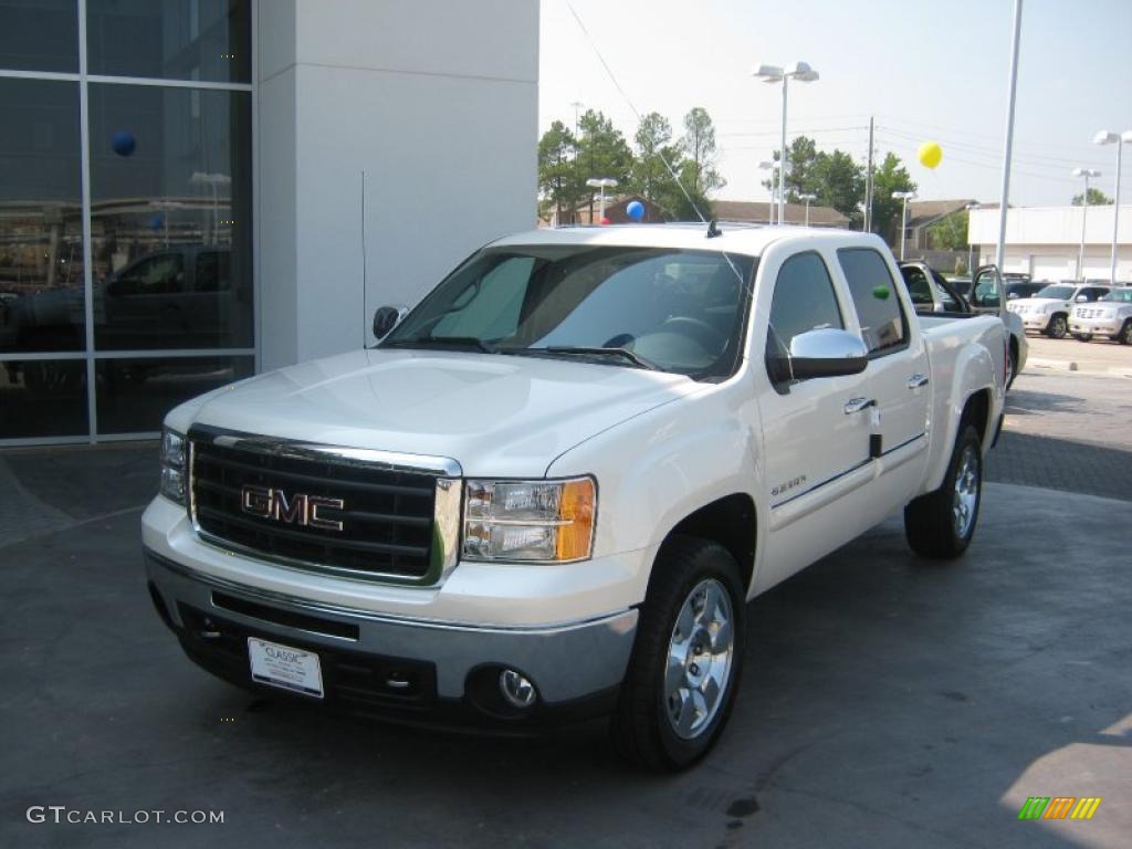 2010 Sierra 1500 SLT Crew Cab - White Diamond Tricoat / Ebony photo #1