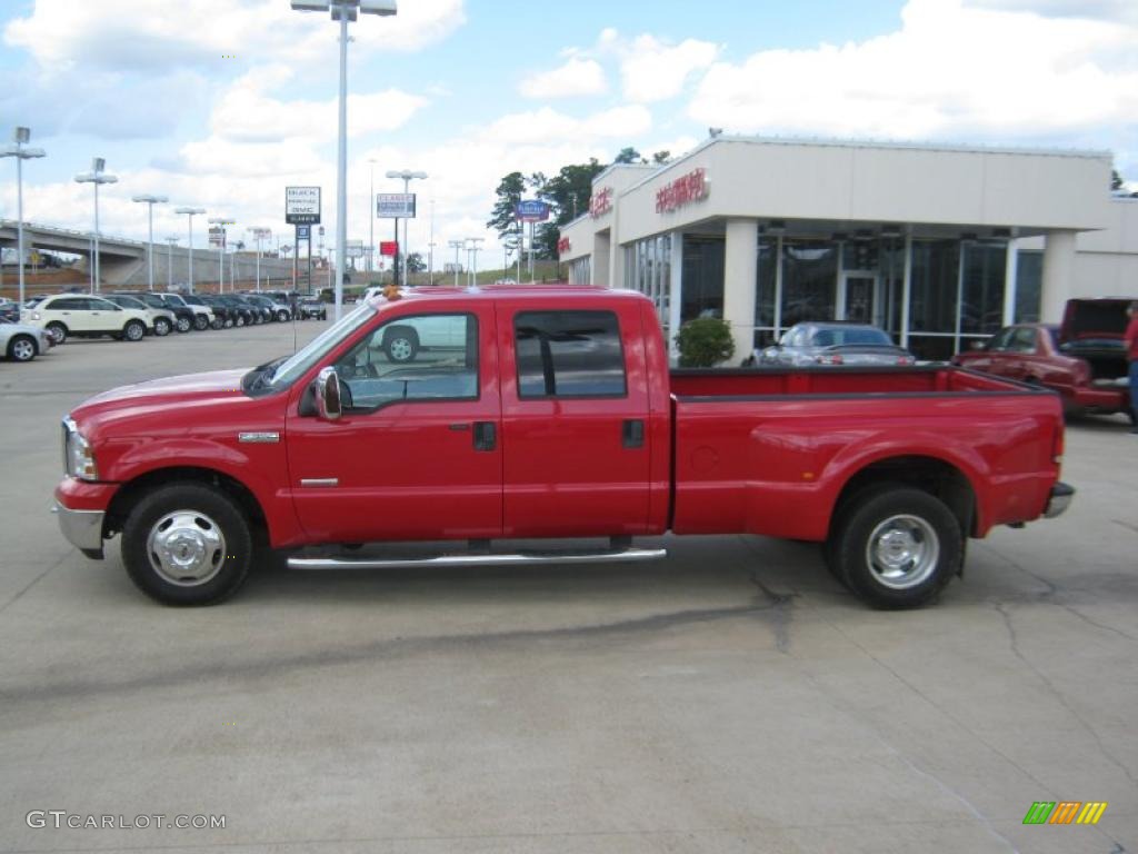 2006 F350 Super Duty Lariat Crew Cab Dually - Red Clearcoat / Tan photo #2
