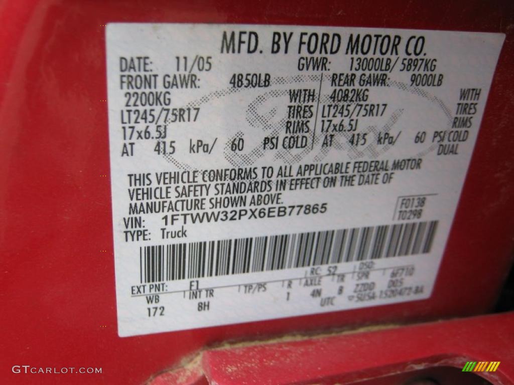 2006 F350 Super Duty Lariat Crew Cab Dually - Red Clearcoat / Tan photo #20