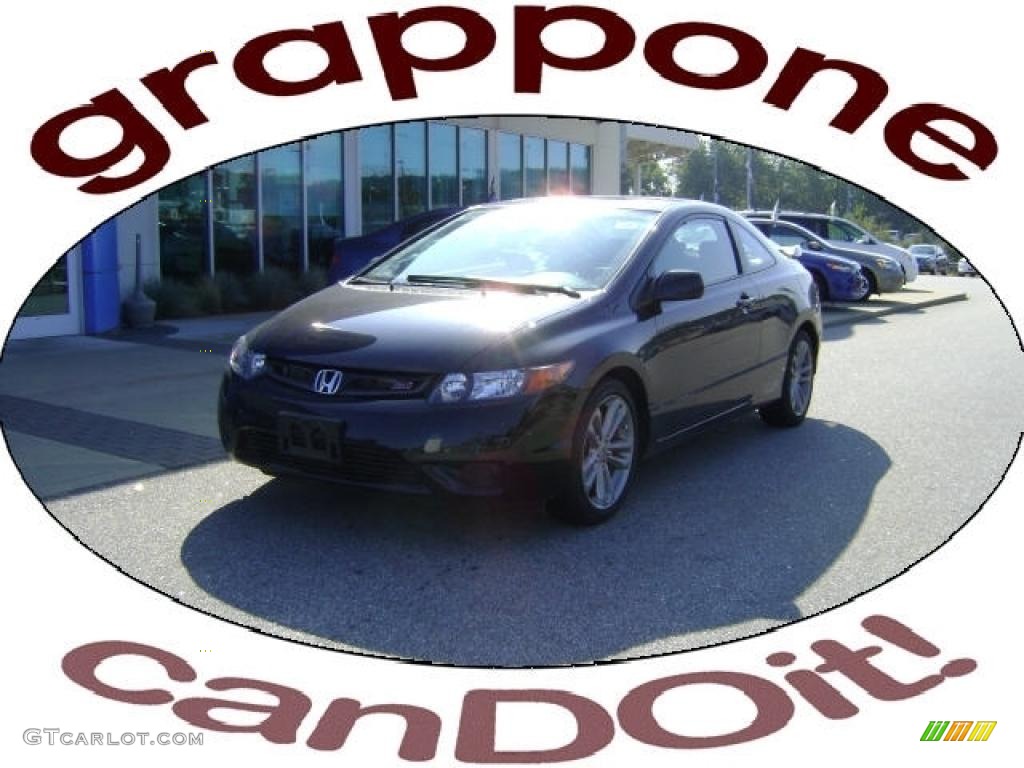 2008 Civic Si Coupe - Nighthawk Black Pearl / Black photo #2