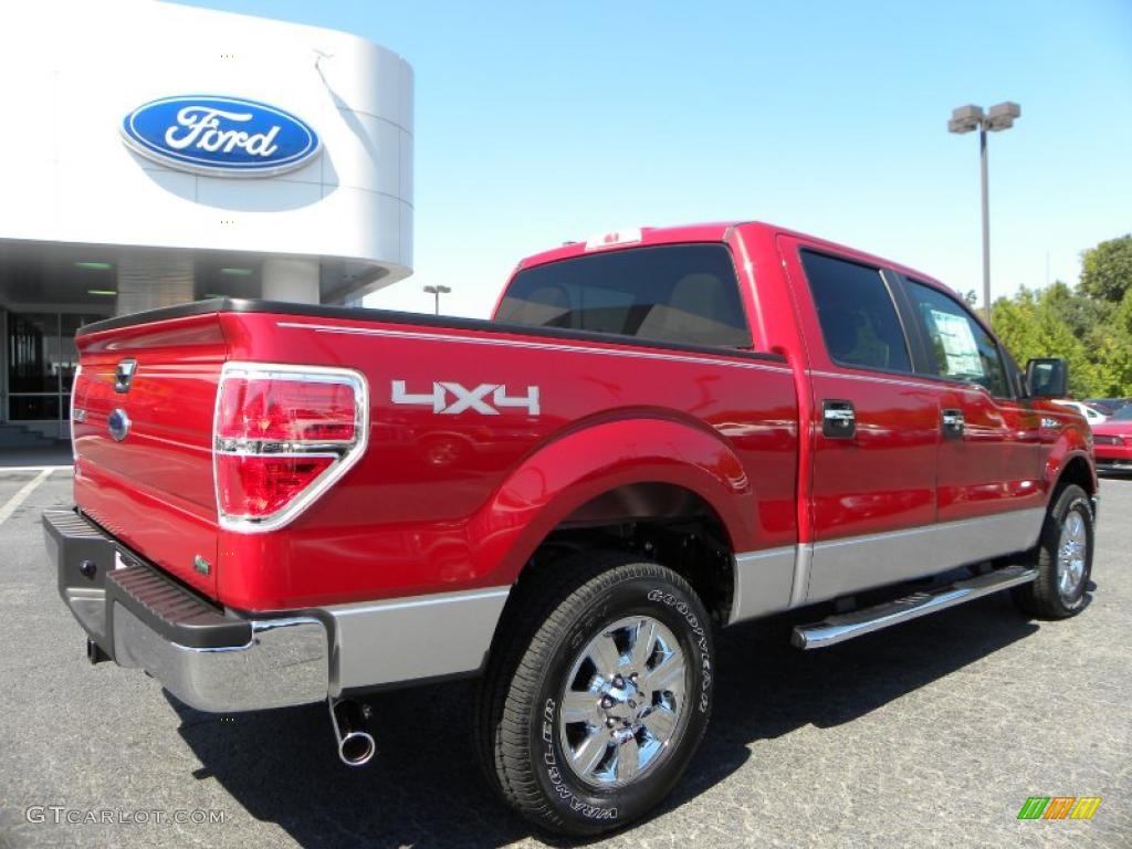 2010 F150 XLT SuperCrew 4x4 - Red Candy Metallic / Medium Stone photo #3