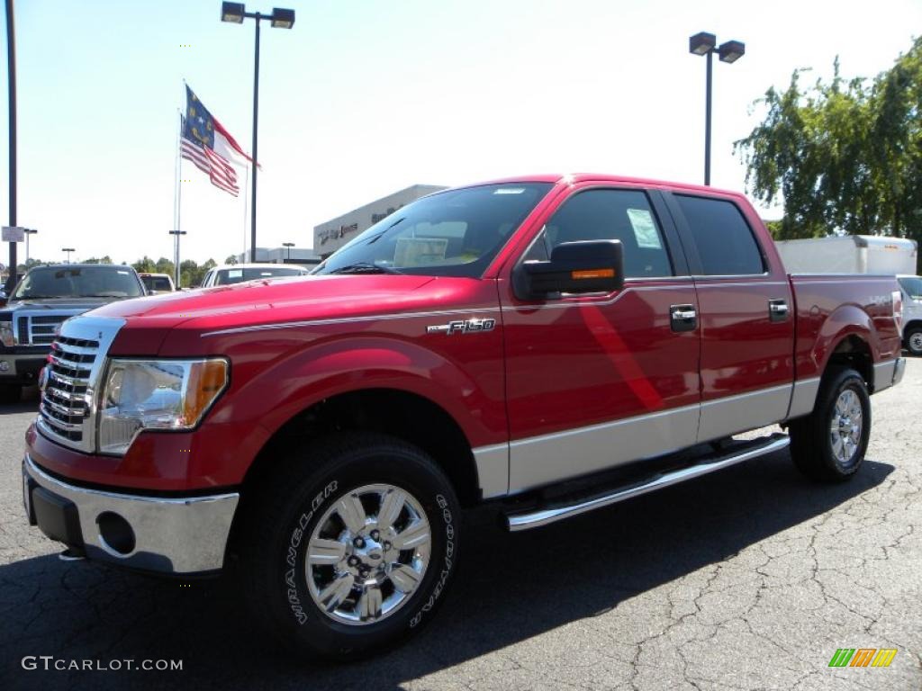 2010 F150 XLT SuperCrew 4x4 - Red Candy Metallic / Medium Stone photo #6