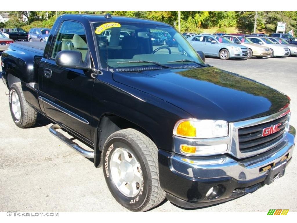 2005 Sierra 1500 SLE Regular Cab 4x4 - Onyx Black / Dark Pewter photo #11