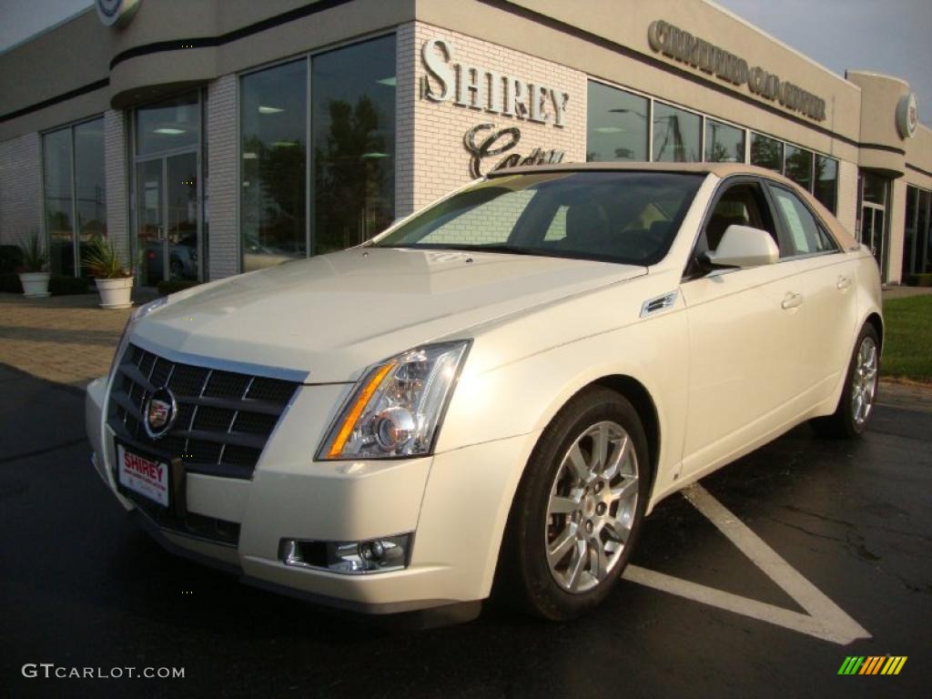 2009 CTS 4 AWD Sedan - White Diamond Tri-Coat / Cashmere/Cocoa photo #1