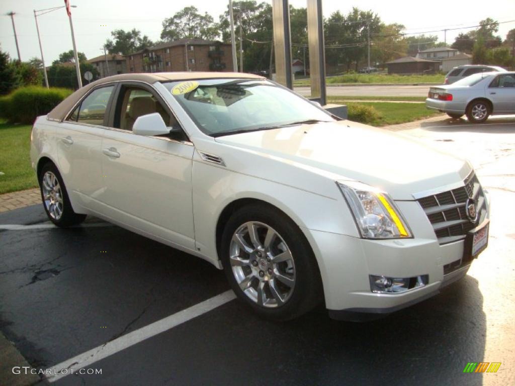 2009 CTS 4 AWD Sedan - White Diamond Tri-Coat / Cashmere/Cocoa photo #3