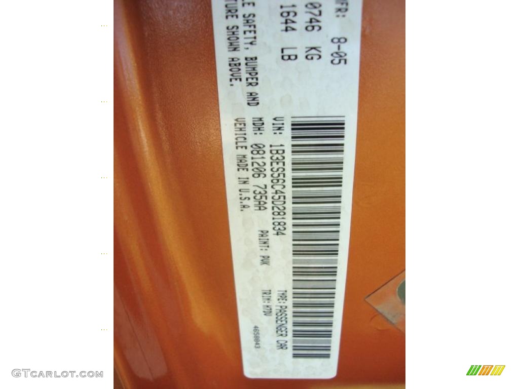 2005 Neon SXT - Orange Blast Pearlcoat / Dark Slate Gray photo #33