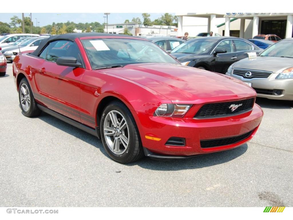 2010 Mustang V6 Premium Convertible - Red Candy Metallic / Saddle photo #1
