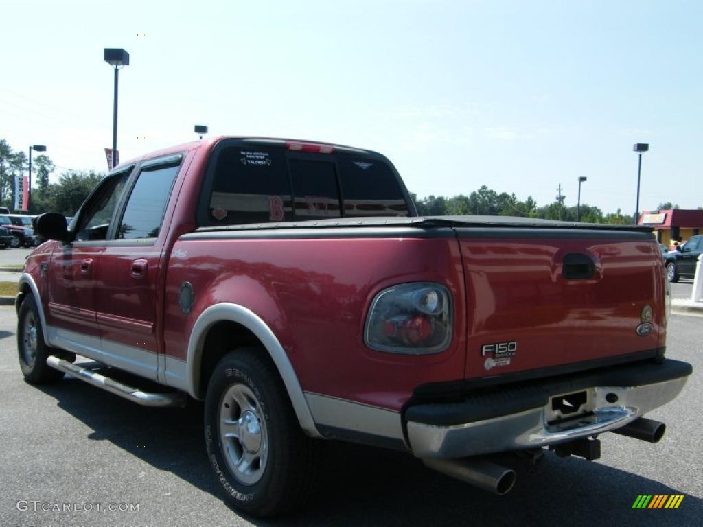 2002 F150 Lariat SuperCrew - Toreador Red Metallic / Medium Graphite photo #3