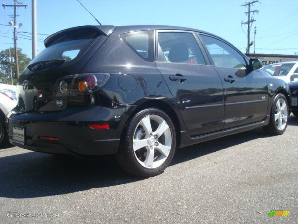 2005 MAZDA3 s Hatchback - Black Mica / Black/Red photo #4
