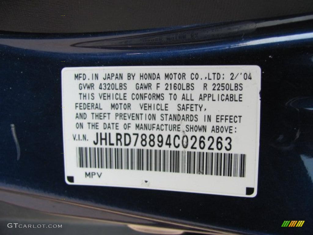 2004 CR-V EX 4WD - Eternal Blue Pearl / Black photo #19