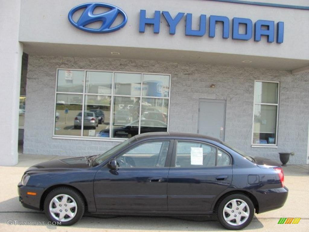 2006 Elantra GLS Sedan - Moonlit Dark Blue / Beige photo #3