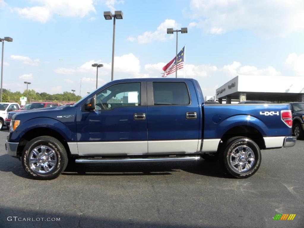 2010 F150 XLT SuperCrew 4x4 - Dark Blue Pearl Metallic / Medium Stone photo #5