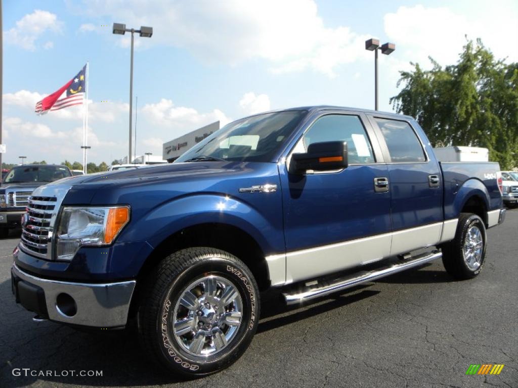 2010 F150 XLT SuperCrew 4x4 - Dark Blue Pearl Metallic / Medium Stone photo #6