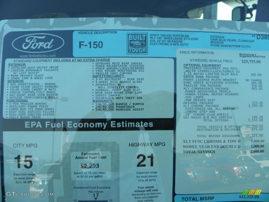 2010 F150 XLT SuperCab - Dark Blue Pearl Metallic / Medium Stone photo #8