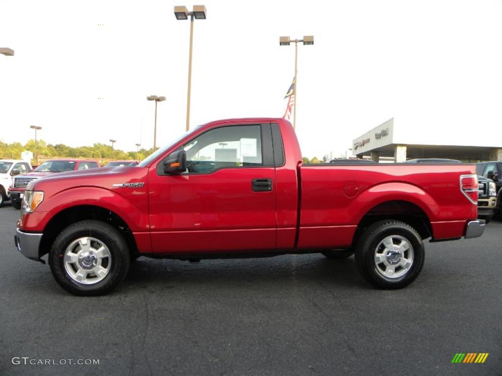 2010 F150 XLT Regular Cab - Red Candy Metallic / Medium Stone photo #5